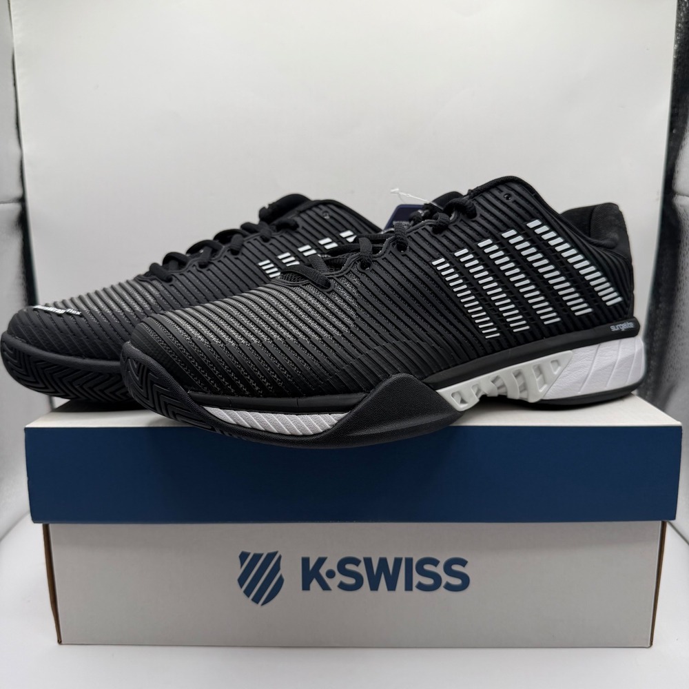 K-Swiss Hypercourt Express 2 Mens‎ 9.5 Black White Tennis Shoes 06613-039-M New